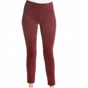Ivanka Trump Tapered Burgundy Wine Faux Suede Pull on Stretch Ankle Pants size L